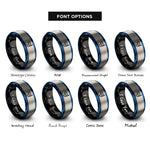 font options for inside engraving on black & blue & gray scuba mask snorkel rings