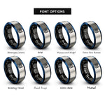 font options for inside engraving on black & blue & gray scuba mask snorkel rings