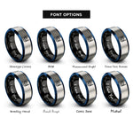 font options for inside engraving on black & blue & gray scuba mask snorkel rings