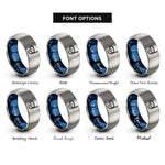font options for inside engraving on blue & gray scuba mask snorkel rings