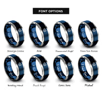 font options for inside engraving on blue & gray scuba mask snorkel rings