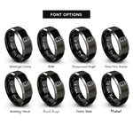 font options for inside engraving on black & grey sd card rings