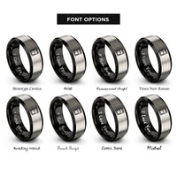 font options for inside engraving on black & grey sd card rings