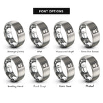 font options for inside engraving on silver sd card rings