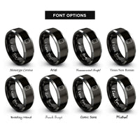 font options for inside engraving on black & gray se rings