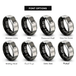 font options for inside engraving on black & silver se rings