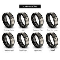 font options for inside engraving on black & grey sea rings