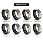 font options for inside engraving on black & silver sea crown trident rings