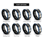 font options for inside engraving on black & blue & grey sea horizon sun rings