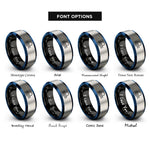 font options for inside engraving on black & blue & grey sea horizon sun rings