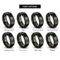 font options for inside engraving on gunmetal & blue sea horizon sun rings