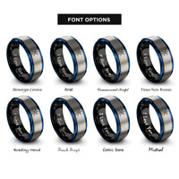 font options for inside engraving on black & blue & gray sea kayak rings