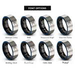 font options for inside engraving on black & blue & grey sea kayak rings