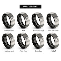 font options for inside engraving on black & gray sea kayak rings