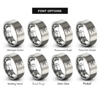 font options for inside engraving on silver sea kayak rings