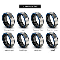 font options for inside engraving on black & blue & grey sea nettle rings