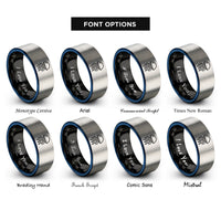font options for inside engraving on black & blue & grey sea nettle rings