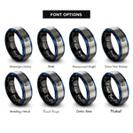 font options for inside engraving on black & blue & silver sea otter rings