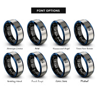 font options for inside engraving on black & blue & silver sea otter rings