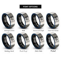 font options for inside engraving on black & blue & silver sea otter rings