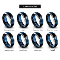 font options for inside engraving on blue & silver sea otter rings