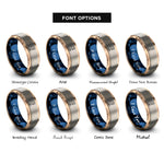 font options for inside engraving on rose gold & blue & gray sea otter rings