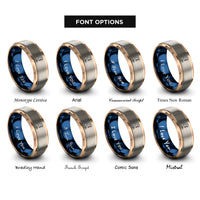 font options for inside engraving on rose gold & blue & gray sea otter rings