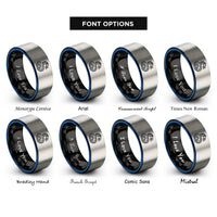 font options for inside engraving on black & blue & grey sea serpent rings