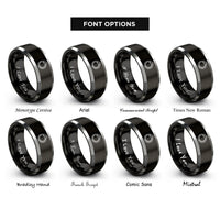 font options for inside engraving on black & silver sea serpent rings