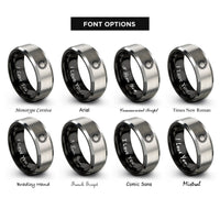 font options for inside engraving on black & grey sea serpent rings