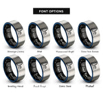 font options for inside engraving on black & blue & silver sea stack wave rings