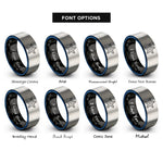 font options for inside engraving on black & blue & grey sea star rings