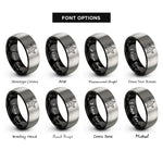 font options for inside engraving on black & silver sea star rings