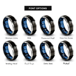 font options for inside engraving on black & blue & gray sea turtle rings