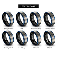 font options for inside engraving on black & blue & silver sea turtle rings