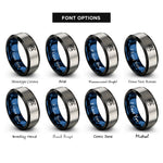 font options for inside engraving on black & blue & silver sea turtle rings
