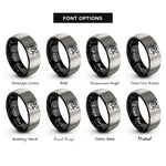 font options for inside engraving on black & gray sea turtle rings