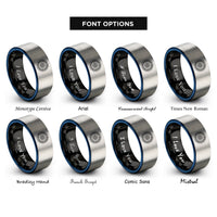 font options for inside engraving on black & blue & grey sea urchin rings