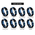 font options for inside engraving on blue & gray sea waves badge rings