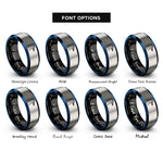 font options for inside engraving on black & blue & grey seagull rings