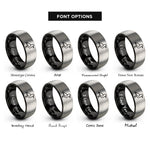 font options for inside engraving on black & silver seagull rings