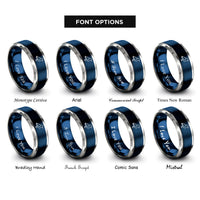 font options for inside engraving on blue & silver seagull silhouette rings