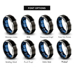 font options for inside engraving on black & blue & gray seahorse rings