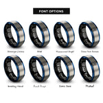 font options for inside engraving on black & blue & silver seahorse rings
