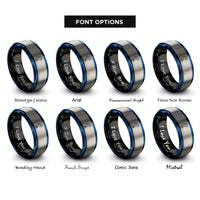 font options for inside engraving on black & blue & silver seahorse rings