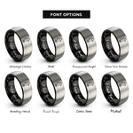 font options for inside engraving on black & gray seahorse rings