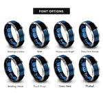 font options for inside engraving on blue & grey seahorse rings