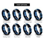 font options for inside engraving on blue & silver seahorse rings
