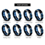 font options for inside engraving on blue & gray seahorse rings