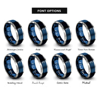 font options for inside engraving on blue & gray seahorse rings